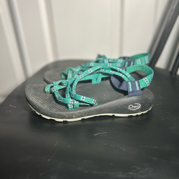 Green, Blue, & White Chaco Sandals with toe - Picture 2 of 5